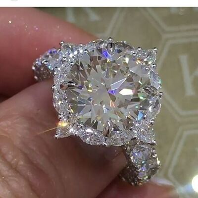 Crystal Round Transparent Engagement Wedding Ring