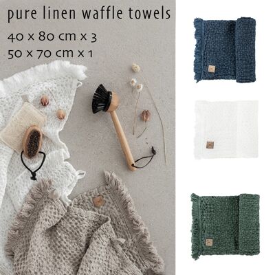 Linen waffle towels, get-to-know set of 4 pcs