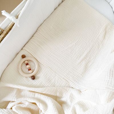 Lightweight baby blanket maxi swaddle - Ecru gauze