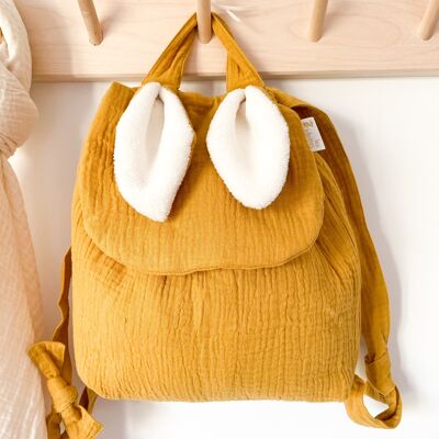 Sac à dos enfant oreilles lapin double gaze miel