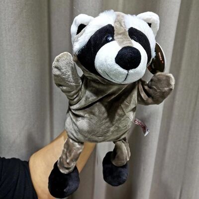 Hand puppet toy ventriloquism Raccoon animal gloves doll mouth active cover