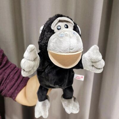 Hand puppet toy ventriloquism chimpanzee animal gloves doll mouth active cover