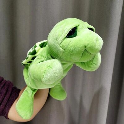 Hand puppet toy ventriloquism tortoise animal gloves doll mouth active cover