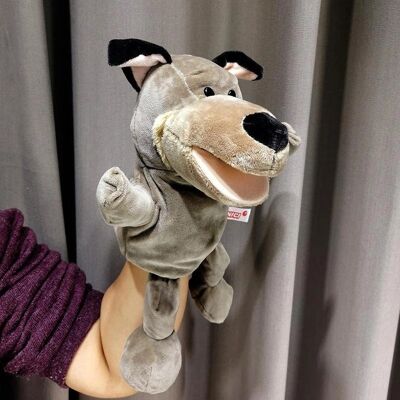 Hand puppet toy ventriloquism timber wolf animal gloves doll mouth active cover