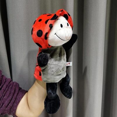 Hand puppet toy ventriloquism Ladybug animal gloves doll mouth active cover