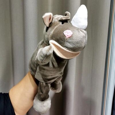 Hand puppet toy ventriloquism rhinoceros animal gloves doll mouth active cover