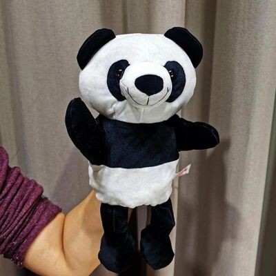 Hand puppet toy ventriloquism panda animal gloves doll mouth active cover