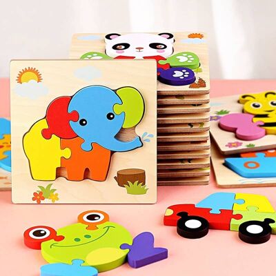 3D Cartoon Wooden Puzzle Baby Toys