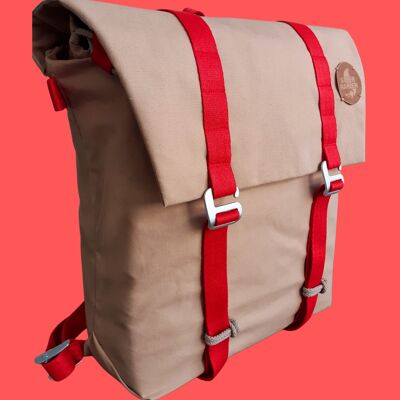 SCHOOL BAG »BEACH« SAND - RED STARFISH - WATER-RESISTANT