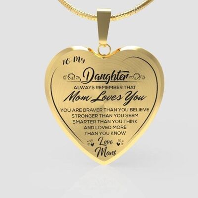 High Quality To My Daughter Love Mom Heart Necklace
