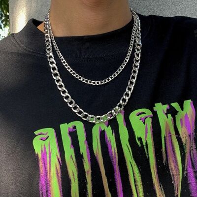 Hip Hop Punk Metal Chain Men'S Necklace Set