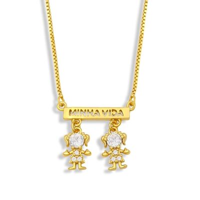 Boys And Girls Micro Set Zircon Pendant Necklace