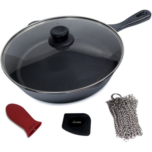 Pre-Seasoned 20cm Cast Iron Skillet Fry Pan with Silicone Handle