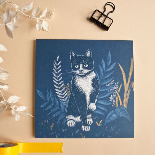 Postkarte | Katze blau