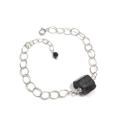 925 Silver Black Tourmaline Bracelet