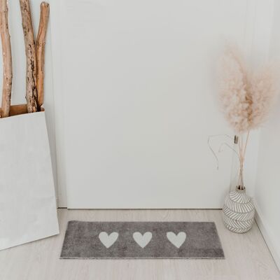 Small washable doormat white hearts 75 x 25 (PU = 6 pcs.)