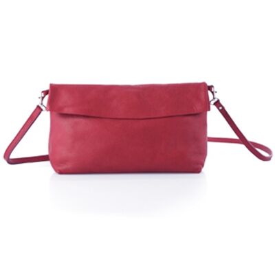 Red leather shoulder bag