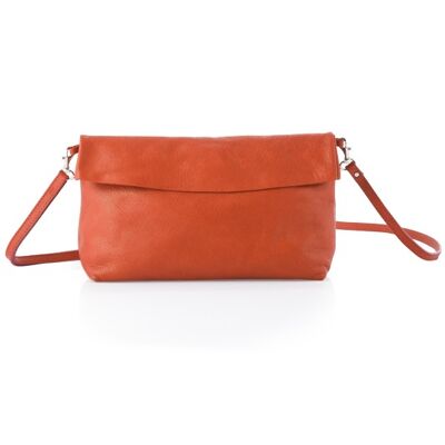 Orange leather shoulder bag