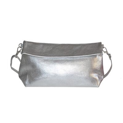 Silver leather shoulder bag
