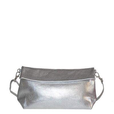 Silver leather shoulder bag