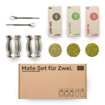 Mate set per 2 in acciaio inox - argento