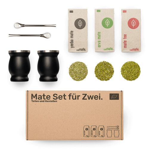 Mate Set für 2 Edelstahl - schwarz