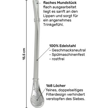 Acier Inoxydable Mate + Bombilla - argent 2