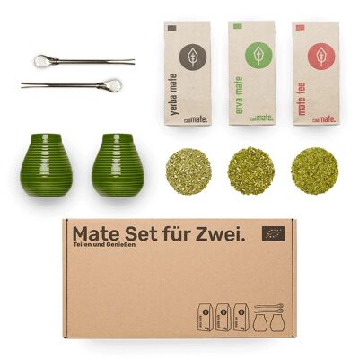 Mate set for 2 ceramics - green