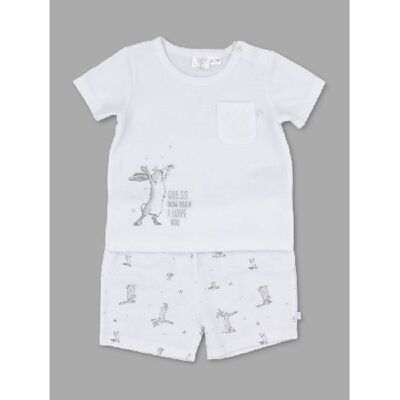 White Hare & Bunny Motif Shorts Set