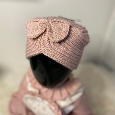Baby Girls Knitted Turban Hat (Pink)