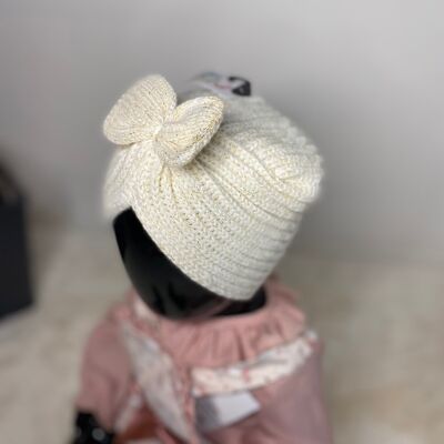 Baby Girls Knitted Turban Hat (white)