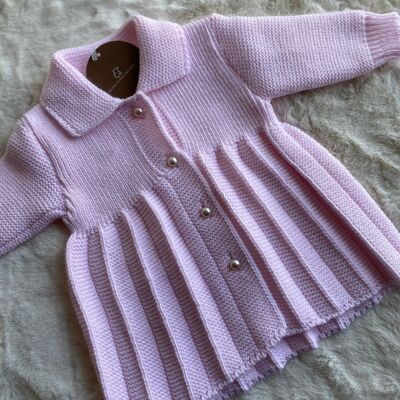 Knitted Pearl Button Baby Coat