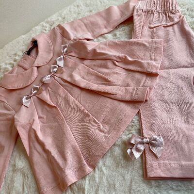 Baby Pink Pleated Bow Co-ord Set