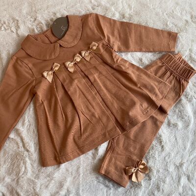Apricot Pleated Bow Co-ord Set
