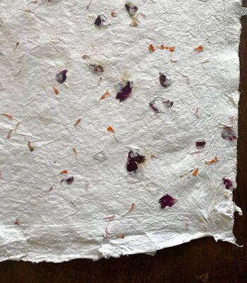 Papier de pétale de fleur recyclé à la main, réutilisable __ 3