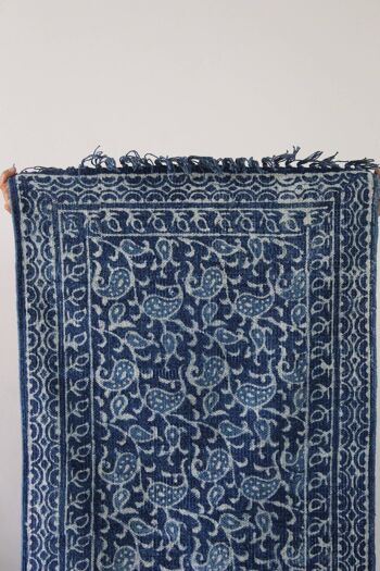 Tapis en coton indigo imprimé à la main à la main__1 1