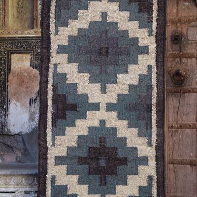 2 x 6, handgefertigter Kelim-Teppich-Läufer – traditioneller indischer Kelim__