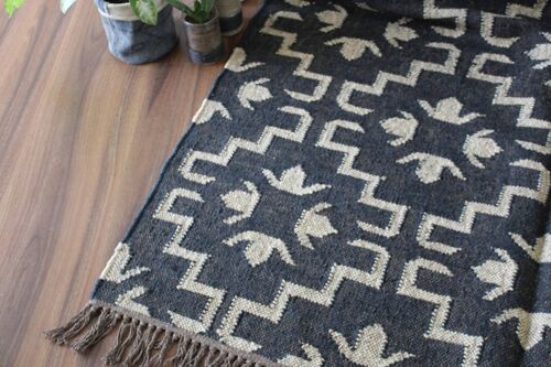 4 x 6, Handmade Jute-Wool Kilim Rug__