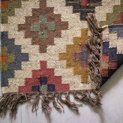 2 x 3, tappeto fatto a mano in lana di iuta Kilim__