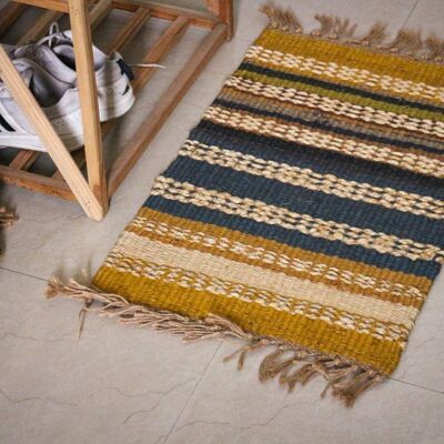 Piccolo tappeto fatto a mano in canapa, stuoia, tappetino, piccoli tappeti, naturale__2