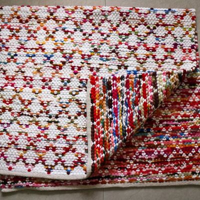 3 x 5, Handmade ReversibleCotton Rag Rug - Red/Pink/Multi__