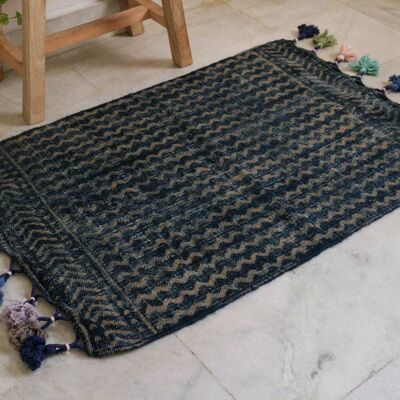 2 x 3, Handmade Indigo Jute Rug, Organic — Lis__