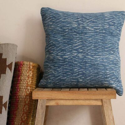 Coussin imprimé en bloc indigo fait main Dati__