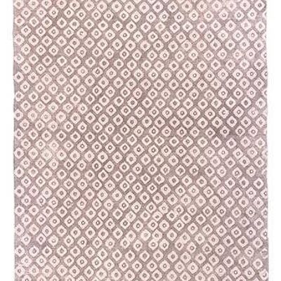 4 x 6, handgefertigter Dhurrie-Teppich aus Baumwolle mit Blockdruck — Kaveri__