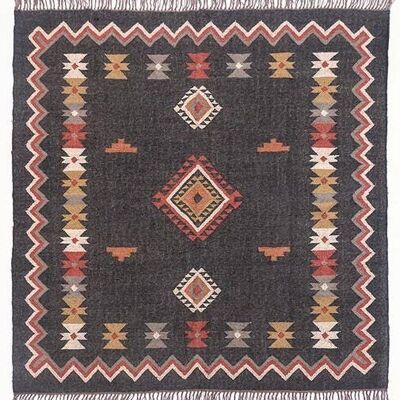 6 x 6, Handmade Jute-Wool Kilim Rug — Tracey__