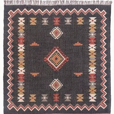 6 x 6, Handmade Jute-Wool Kilim Rug — Tracey__
