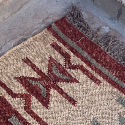 Handgefertigter Kelim-Teppich Tula aus Jute-Wolle__