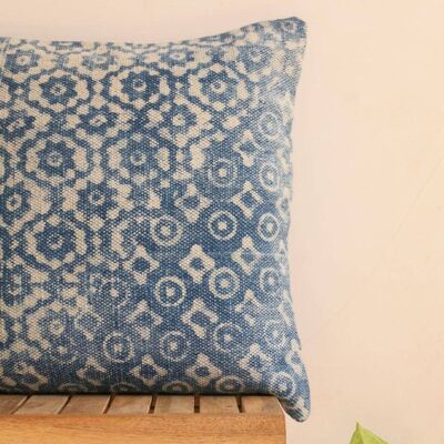 Kabira Handmade Indigo Block-Printed Cushion__