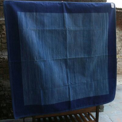 5 x 5, handgefertigter Flachgewebe-Teppich aus Baumwolle – Blues__
