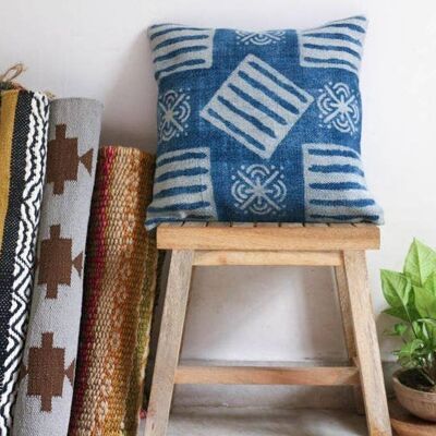 Masha Handmade Indigo Block-Printed Cushion__